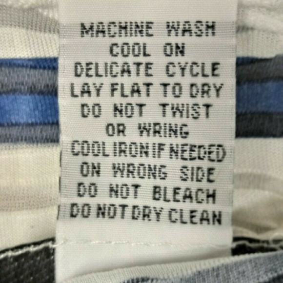 Cathy Daniels Blue White Striped Sheer Tulle Detail Scoop Neck Long Sleeve Top - Picture 8 of 8